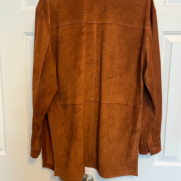 Stunning Brown 100% Leather Shirt Jacket by The Limited, Size M - Picture 7 of 11